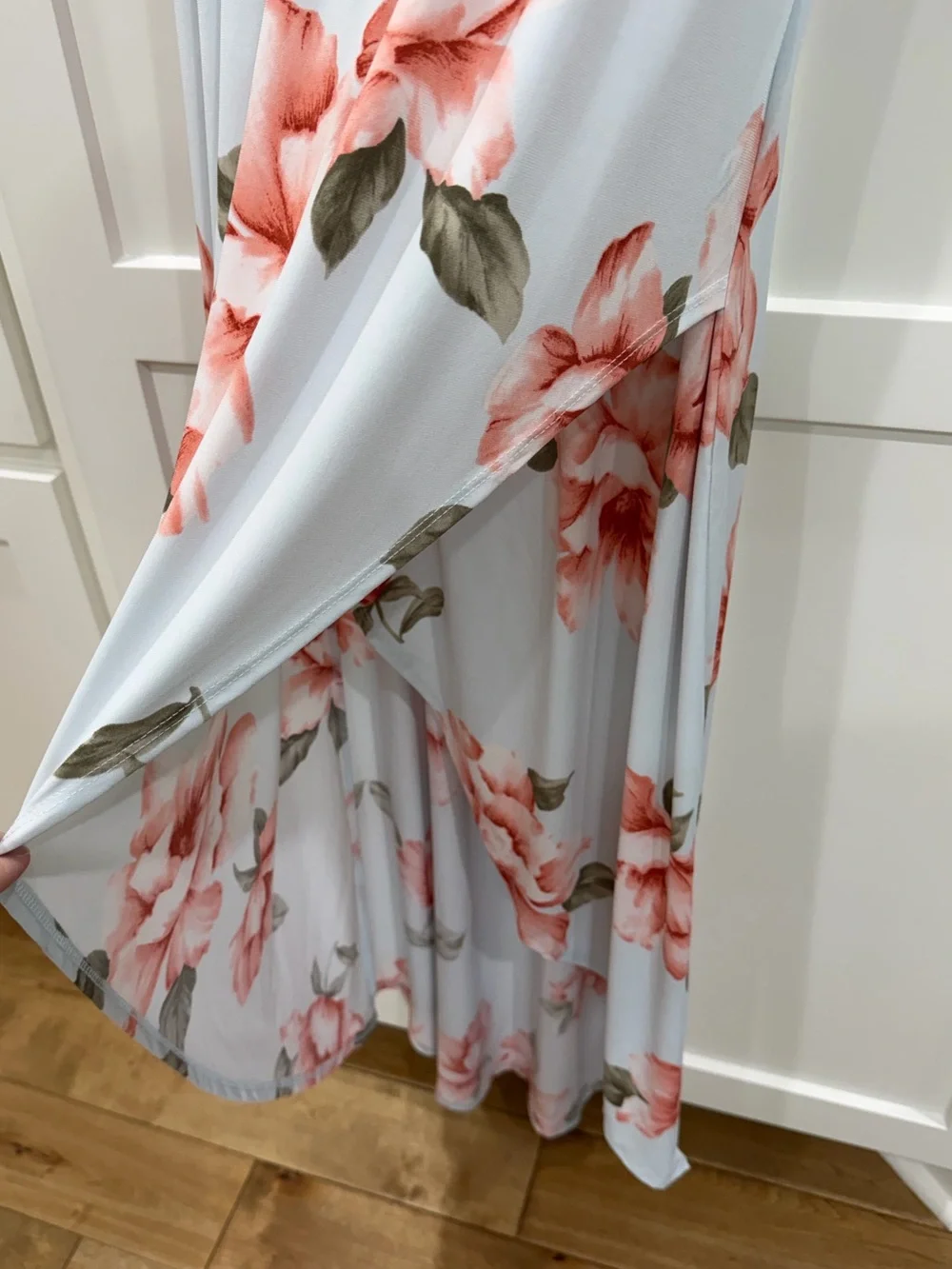 Saved by the dress - Floral Wrap Maxi Dress - Light Blue with Pink Blooms